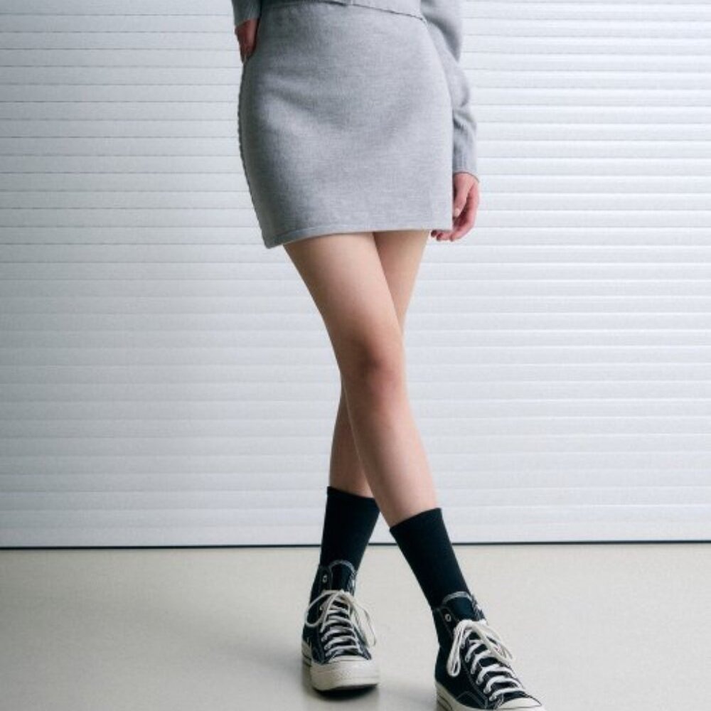 Vintage Free People 90's Y2K Grey Mini Sweater Skirt Casual Boho‎ Women's Medium